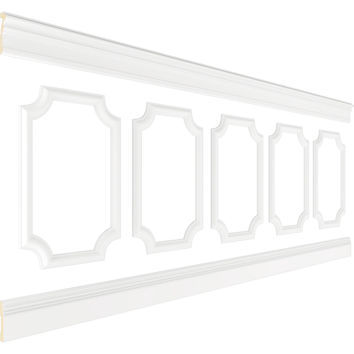 Ekena millwork 94 1/2"L (Adjustable 40"H to 44"H) Ashford Scalloped Panel Traditional Wainscot Paneling Kit