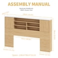 thumbnail image 3 of Estante para cabecero de cama Librería de madera para cabecero de cama con luces LED Estante abierto de 3 niveles para cabecero de cama con 2 armarios con puertas Estante para cabecero de cama, 3 of 11