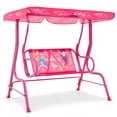 thumbnail image 1 of Costway 2-Seater Toddler Porch Swing Chair with Metal Stand Adjustable Canopy Safety Belts Pink, 1 of 9