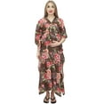 thumbnail image 4 of Bimba Moms Brown Drawstring Printed Maternity Kaftan Nursing Maxi Dress-4, 4 of 6