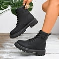 thumbnail image 6 of Mostsola Womens Combat Boots Lace up Low Heel Lug Sole Ankle Booties Mid Calf Boots, 6 of 9