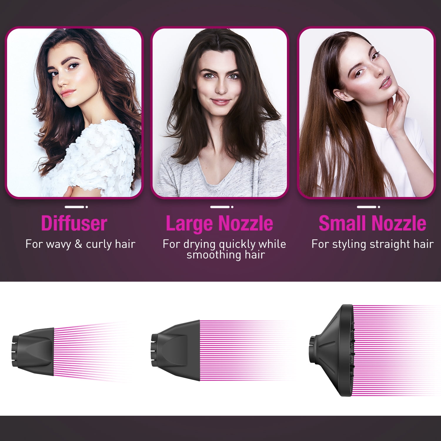 1875W Compact Ionic Hair Dryer for Fast Drying Frizz Control & Shiny Hair, Quiet & Compact for Home & Travel (Dark Grey)
