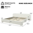 thumbnail image 2 of Esme Minimalist King Size Boucle Upholstered Platform Bed with Solid Wood Frame, White, 2 of 6