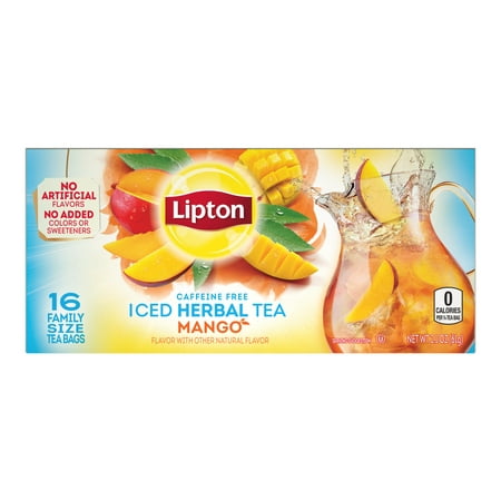 (3 Pack) Lipton Family Herbal Iced Tea Bags Mango 16