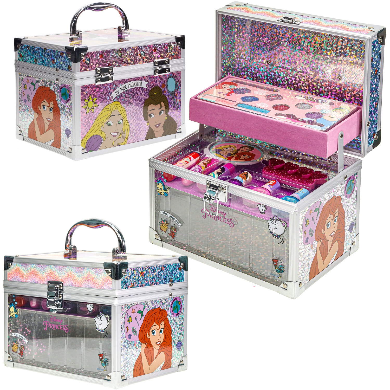 Disney Princess Train Case Pretend Play Cosmetic Set- Kids Beauty, Toy, Gift for Girls, Ages 3+ by Townley Girl - image 5 of 10