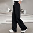 thumbnail image 7 of CPNG Girls Casual Pants Elastic High Waist Straight Wide Leg Pants with Frayed Edge Lightweight Breathable Streetwear Pants, 7 of 7