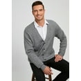 thumbnail image 6 of Kallspin Men’s Wool Blend V-Neck Cable-Knit Cardigans Sweaters (Light Gray, 4X-Large), 6 of 8