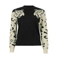 thumbnail image 4 of Sweaters for women Fashion Women Animal Print Patchwork O-Neck Long Sleeve Pullover Loose Sweater christmas sweater women, 4 of 8