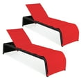 thumbnail image 3 of Gymax Ensemble de 2 Chaises Longues Inclinables de Patio en Rotin Réglables avec Coussin Rouge, 3 of 9
