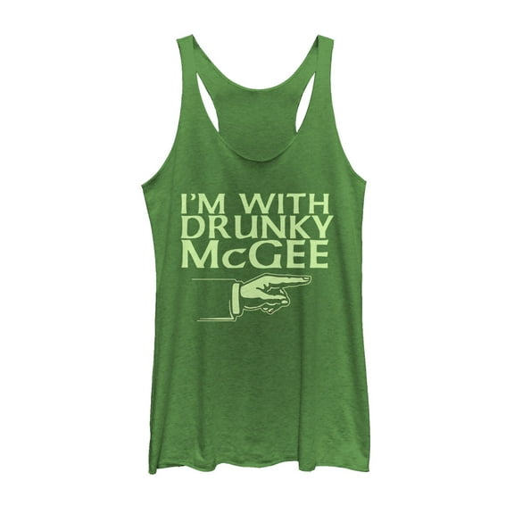 Women's Lost Gods St. Patrick's Day Drunky McGee  Racerback Tank Top Envy Green 2X Large