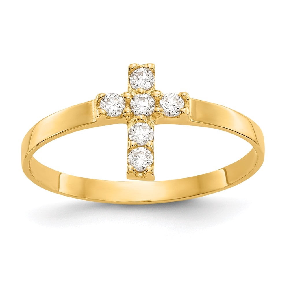 Diamond2Deal 14K Bague Croix Bébé en Or Jaune Taille 3