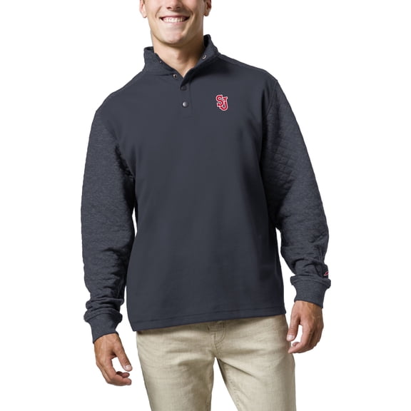 Men's League Collegiate Wear  Navy St. John's Red Storm  Fleece Quarter Snap Up Pullover Sweatshirt