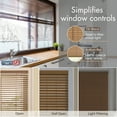 thumbnail image 5 of PowerSellerUSA 1" Slats Cordless Window Blinds, 72L x 34W Inches Solid Pattern Light Filtering Vinyl Indoor-Outside Ceiling Mount Mini Blind, Manual Cordless Rollup Window Privacy Blinds, Woodtone, 5 of 9