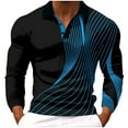thumbnail image 2 of Fnnxeal Mens Polo Shirts Breathable Collar Casual Long Sleeve Fall Winter Blue Polo Shirts for Men Size L, 2 of 3