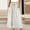 White#1, variant on Caywon Women's Maxi Skirt, Drawstring Elastic Waist A-Line Long Skirt, Crinkle Texture Solid Color Cotton Linen Blend Skirt for Vacation, Beach and Casual Wear