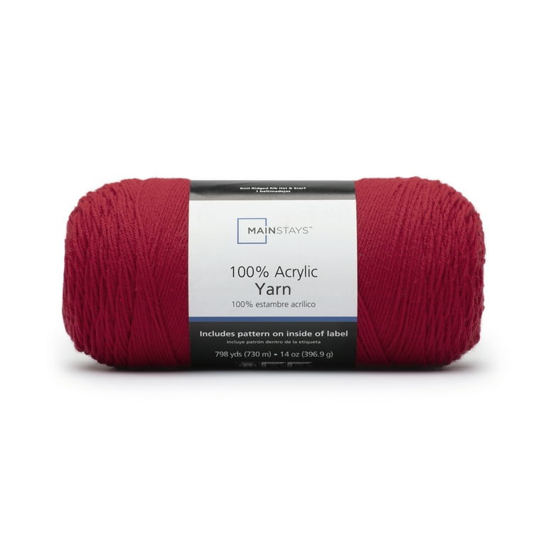 Mainstays™ 100% Acrylic #4 Medium Acrylic Yarn, Red 14oz/397g, 798 Yards (6  Pack)