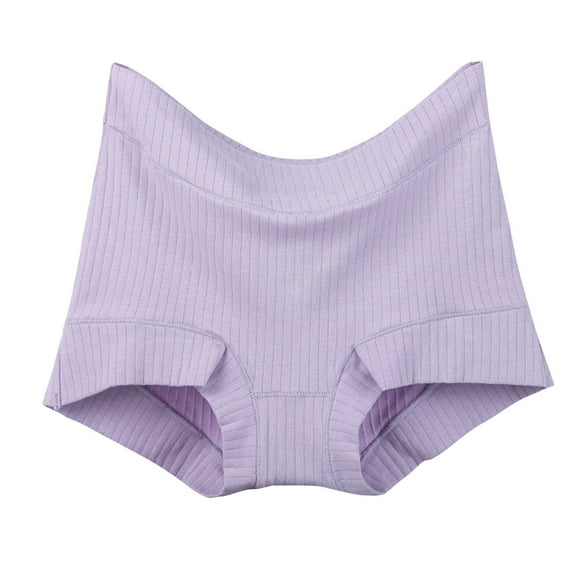 hoksml Plus Size Women's High Waisted Underwear Cotton Solid Color Boyshorts Full Coverage Comfort Panties