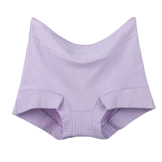 Timegard Plus Size Panties for Women Ribbed High Waist Full Coverage Comfort Briefs Solid Color Underwear