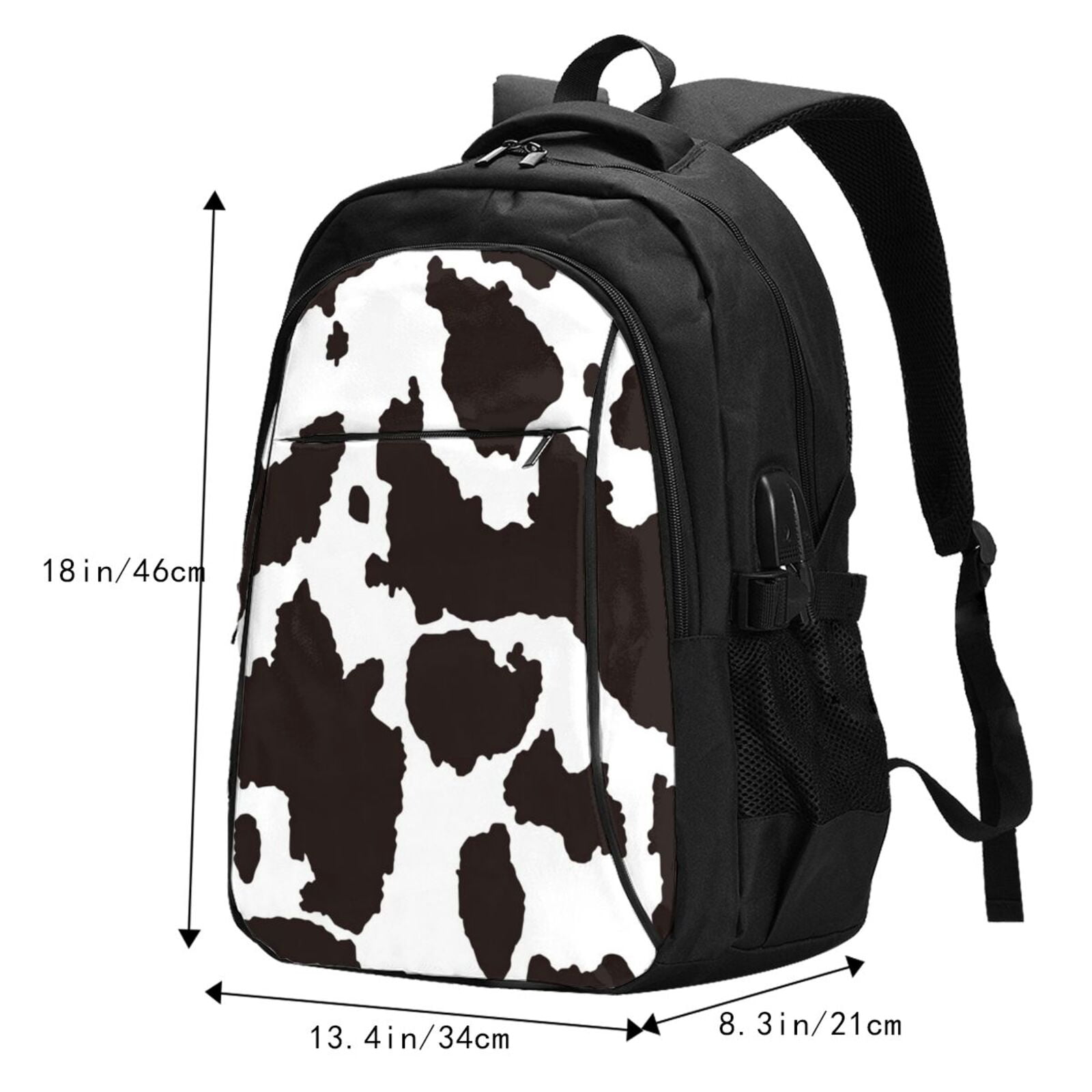 Ratiio Cow Skin 2 Print Travel Laptop Backpack,Slim Sturdy Laptops Backpack with USB Charging Port, Water Resistant College School Computer Bag