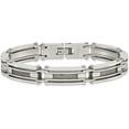 thumbnail image 4 of Chisel Stainless Steel Brushed and Polished with Cable Inlay Link Bracelet - 9", 4 of 8