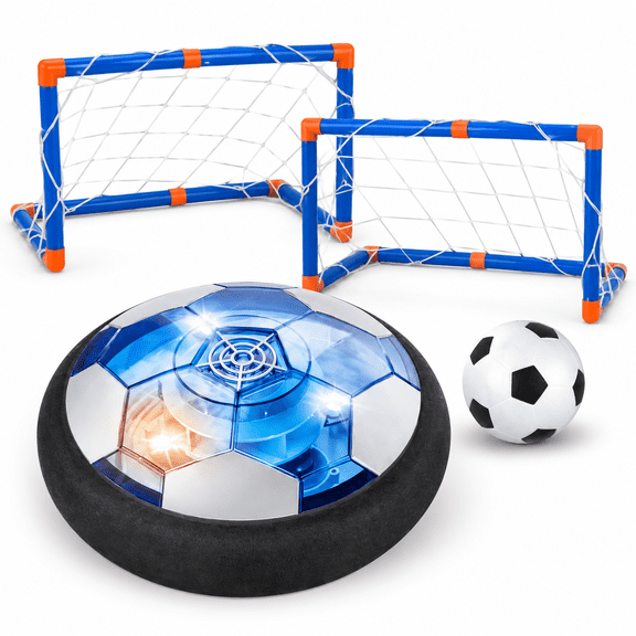 Hover Soccer Ball Set with LED Lights & Net Goals - Indoor Toy, Age 3