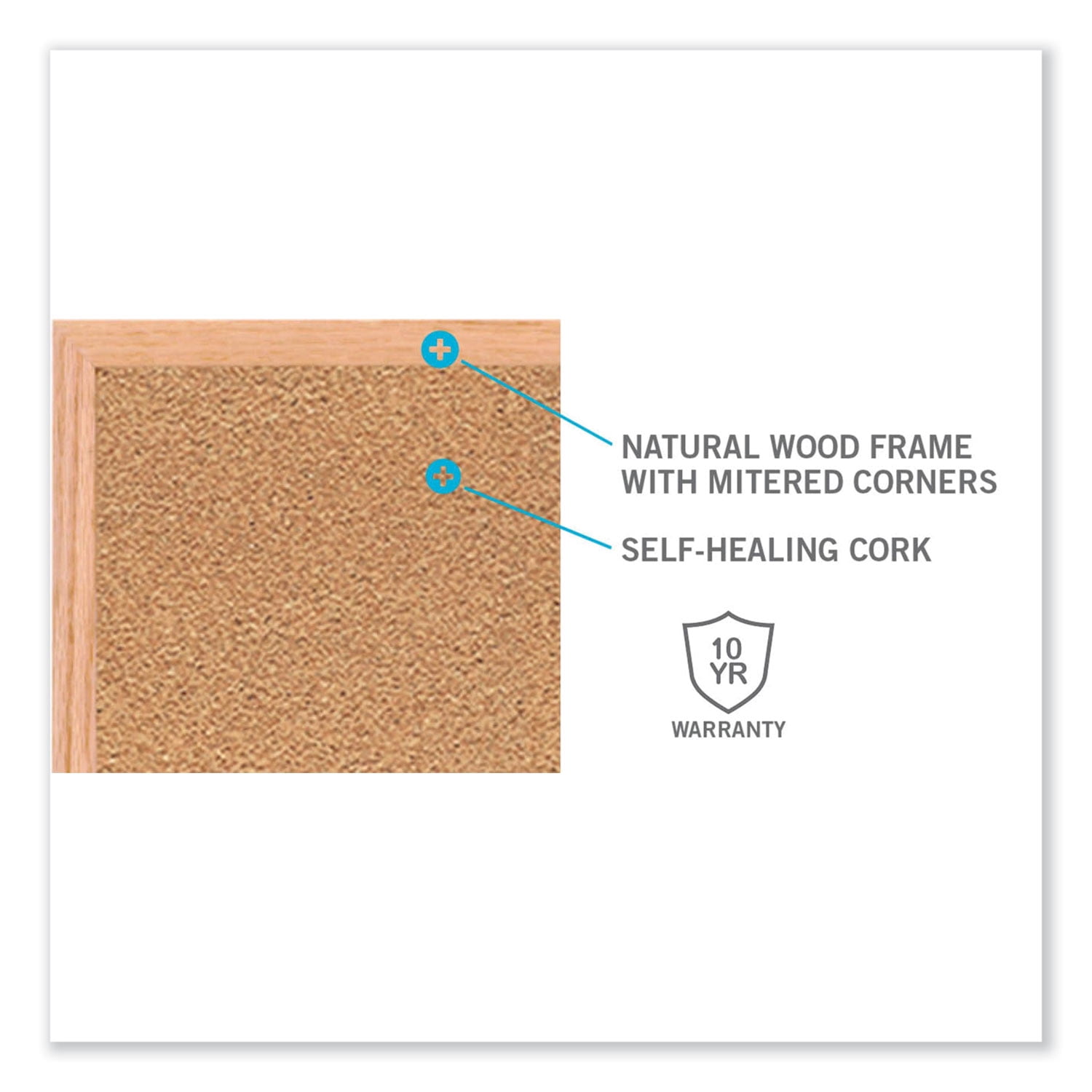 Natural Cork Bulletin Board with Frame, 24 x 18, Tan Surface, Natural Oak Frame, Ships in 7-10 Business Days