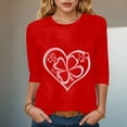 thumbnail image 2 of felwors Womens Tops 3/4 Sleeve T Shirts Plus Size Crewneck Flowers Graphic Basic Tees for Women Fall Fashion Clothes 2025 (Red, M), 2 of 8