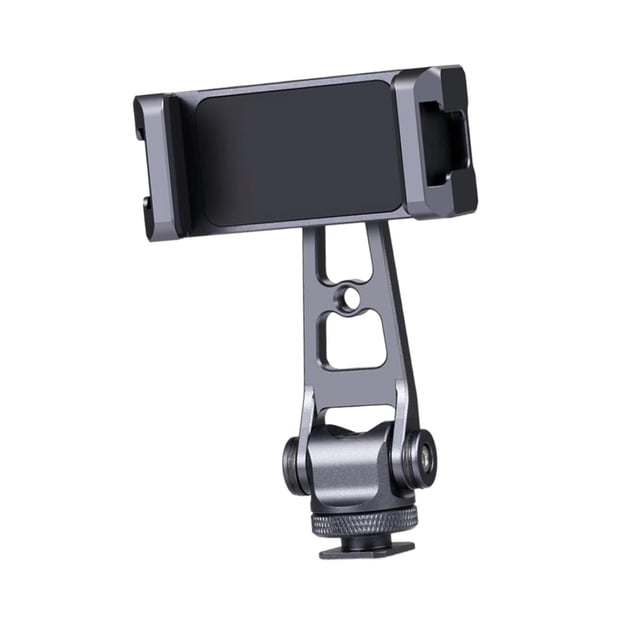Camera Phone Cold Shoe Holder Mount Adapter Z 360 Rotation Lightweight Accessory Phone Clip 1/4 Screw Holes Pitch Angle Adjustment