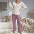 thumbnail image 6 of Blmnix Pajama Pants Sleepwear Sets Cute Pajama Petite Pajamas Pjs Full Long Sleeve Pink Boat Neck Womens Pajama Sets Shorts,L, 6 of 8