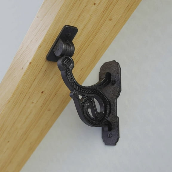 Renovators Supply Handrail Bracket 4.5" H x 3.2" Proj. Black Wrought Iron Handrail Brackets for Indoor Stairs w/Screws