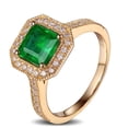 thumbnail image 2 of Bestselling Antique 1 Carat princess cut Emerald and Diamond Engagement Ring in Yellow Gold, 2 of 4