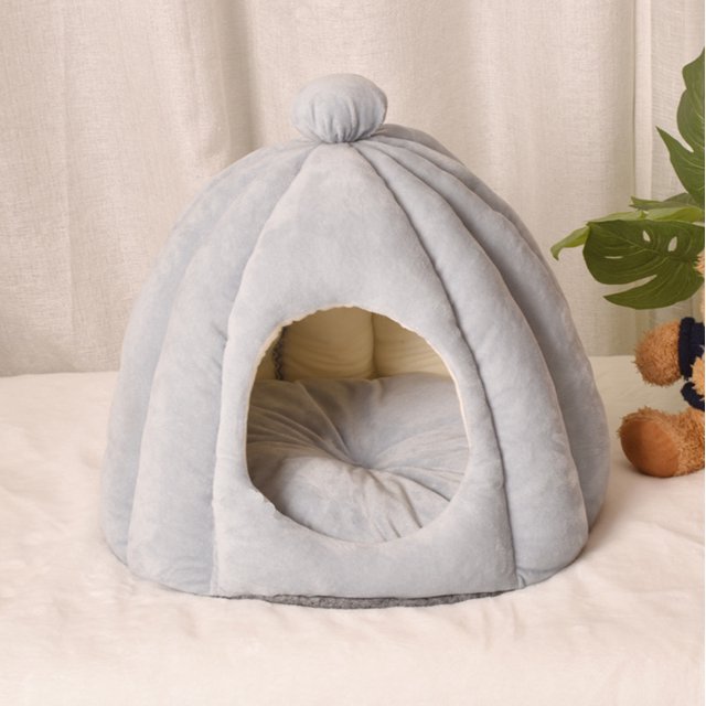 Cama cálida para gatos, cama semicerrada con capucha, cama para perros, cama para dormir, alfombra para habitación de 38 x 32 cm
