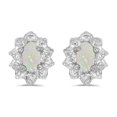 thumbnail image 1 of 14k White Gold Oval Opal And Diamond Earrings, 1 of 1
