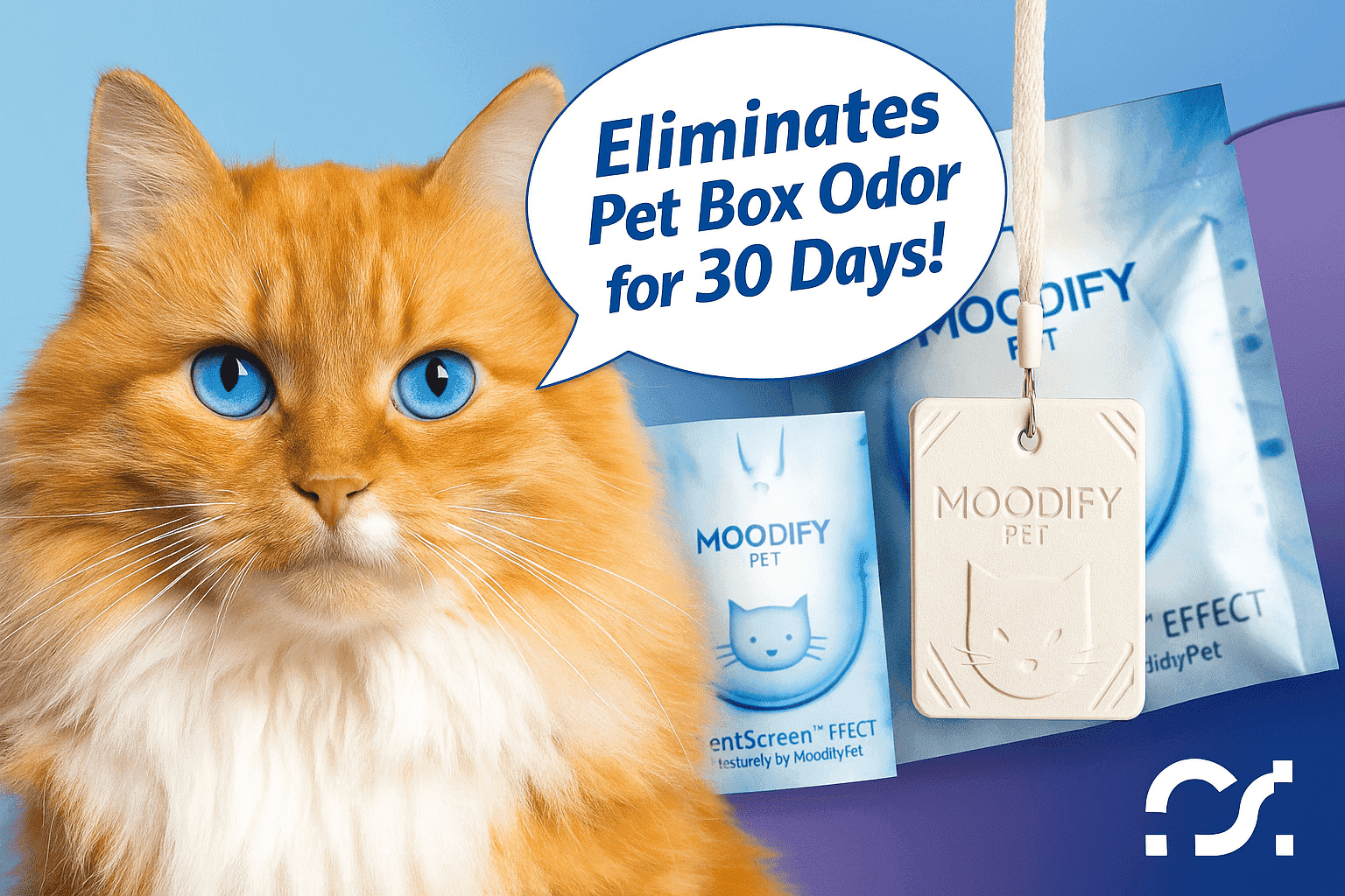 MoodifyPet Cat Litter Odor Eliminator, Fragrance-Free, 30 Days, Non-Toxic Pendant New Pet Essentials Litter Deodorize