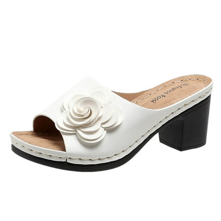 

KaLI_store Womens Shoes Women s Sandals Comfortable Flip Flops for Women with Arch Support Summer Casual Sandals Shoes Casual White