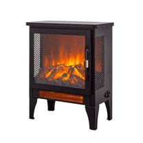 17" Freestanding Electric Fireplace Stove Heater, 3D Flame Effect, Black