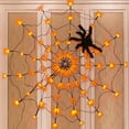 thumbnail image 4 of Halloween 96 luces LED moradas de telaraña con araña, 8 modos iluminan las decoraciones de Halloween de telaraña para interior, exterior, jardín, patio, hogar, patio (morado) Adepaton XMWJ131-1, 4 of 7