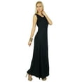 thumbnail image 4 of Bimba Women Black Maxi Dress Beaded Neck Sleeveless Gown & Front Slits, 4 of 6