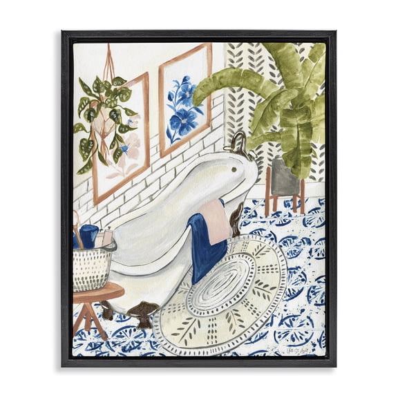 Stupell Industries Eclectic Boho Chic Bathtub Black Floating Frame Canvas Art, 17 x 21, by Yvette St. Amant