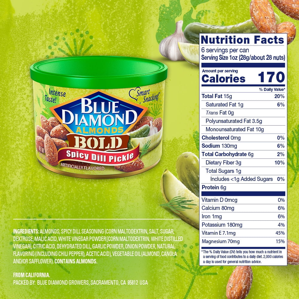 Blue Diamond Bold Spicy Dill Pickle Almonds 6 oz - 5 Pack