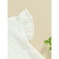 thumbnail image 6 of Infant Baby Girl Summer Romper Solid Color Round Neck Flying Sleeve Bodysuit Tops, 6 of 9