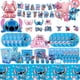 thumbnail image 2 of Decoración de fiesta de cumpleaños de Lilo & Stitch, servilleta de papel azul cielo, plato, taza, vajilla, telón de fondo, globo, suministros para Baby Shower, nuevo, 2 of 5