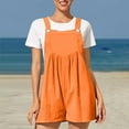 thumbnail image 3 of Ahabrexf Short for Women Casual Summer, Solid Color Shoulder Button Suspender Jumpsuit with Pockets, 3 of 4