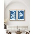 thumbnail image 2 of IDEA4WALL Framed Wall Art Print Set White Line Contrasting Blue Backround Abstract Swirly Digital Art Modern Art Mid-Century Expressive for Living Room, Bedroom, Office - 16"x24"x2 Natural, 2 of 5
