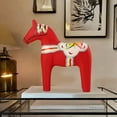 thumbnail image 4 of Sculpture de Cheval Suédois en Bois Peint à la Main Rouge, 4 of 8