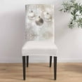 thumbnail image 4 of Christmas Chair Covers, Colored Balls Star Winter Silver Stretch Parsons Chair Slipcovers Removable Kitchen Chair Protector Cover for Dining Room， Set of 4, 4 of 5