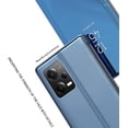 thumbnail image 4 of Mirror Case for Xiaomi Redmi Note 12 5G Support Wireless Charging, Clear Case for Xiaomi Poco X5, Smart View Cover Thin Ultra with Kickstand Flip Case for Mi Redmi Note 12 5G QH Blue, 4 of 10