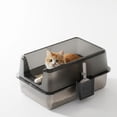 thumbnail image 7 of Splash & Leak-Proof Stainless Steel Cat Litter Box with Lid, XL 6'' Deep Non-Stick Tray, Easy Clean, Covered Metal Cat Toilet with Scoop & Anti-Odor Design, Extra Large Enclosure for Cats, 60×40×30., 7 of 7