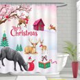 thumbnail image 1 of Whimsical Shower Curtain - Red Cottage, Snowman& Merry Christmas Design, 1 of 5