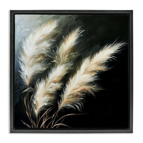 Stupell Industries Wispy Wheat Stalks Plants & Flowers Painting Black Floater Framed Canvas Art Print Wall Art, 18 x 18